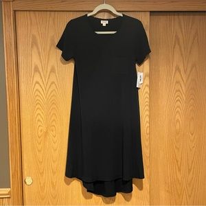 LuLaRoe Carly Hi-Low dress, solid black w/chest pocket. New with tags, Sz XS